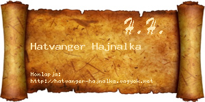 Hatvanger Hajnalka névjegykártya